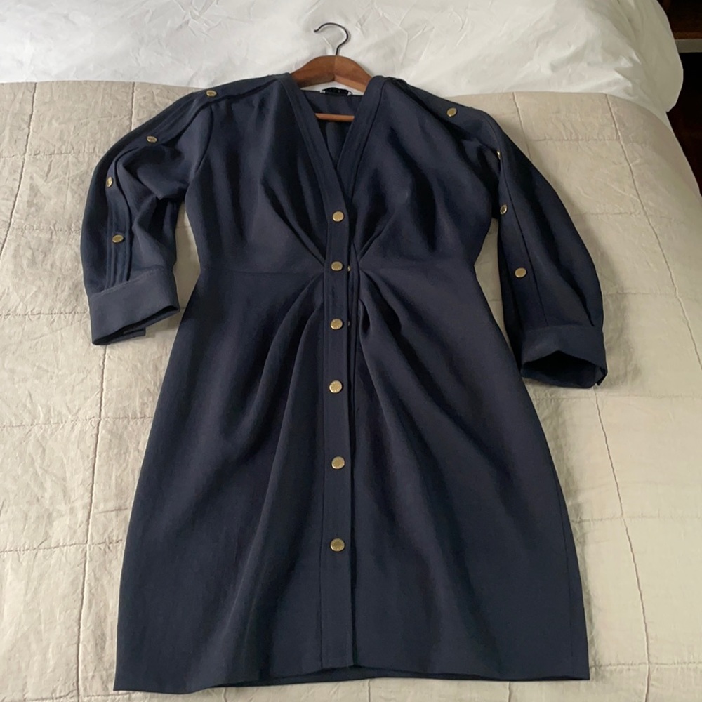 Navy with gold button hardware Sandro dress!